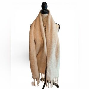 Uncharted Threads Elegant Tan Scarf with Fringe